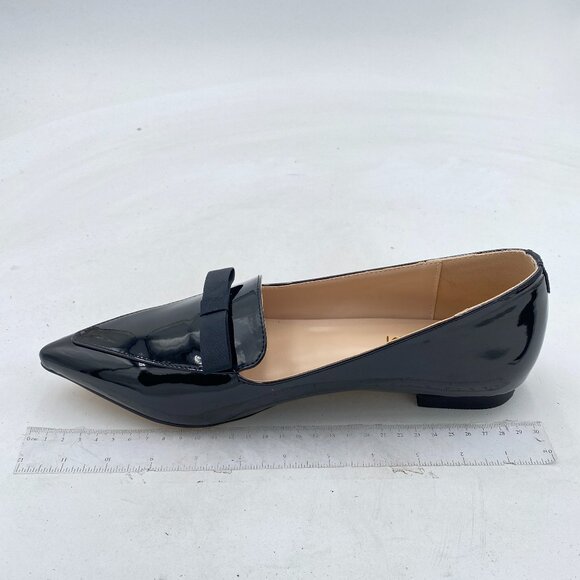 FOWT Black Bow-Knot Ballet Flats for Women Pointed Toe Loafers Slip-On Shoes - Picture 2 of 8